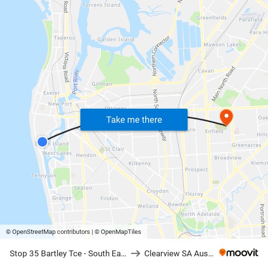 Stop 35 Bartley Tce - South East side to Clearview SA Australia map