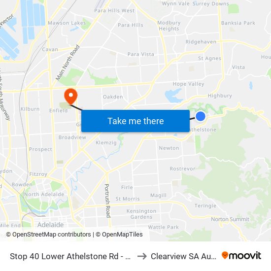 Stop 40 Lower Athelstone Rd - North side to Clearview SA Australia map