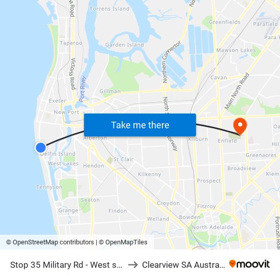 Stop 35 Military Rd - West side to Clearview SA Australia map