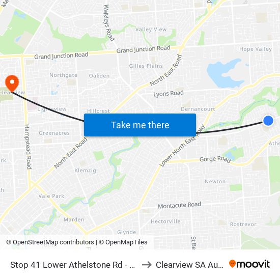 Stop 41 Lower Athelstone Rd - North side to Clearview SA Australia map