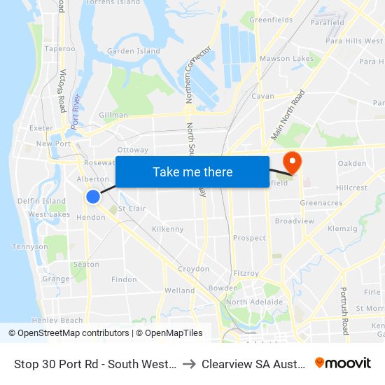 Stop 30 Port Rd - South West side to Clearview SA Australia map
