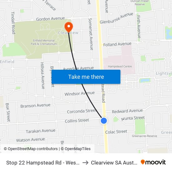 Stop 22 Hampstead Rd - West side to Clearview SA Australia map