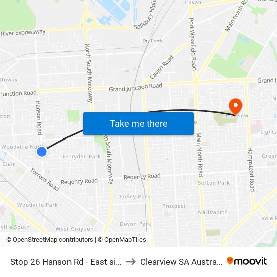 Stop 26 Hanson Rd - East side to Clearview SA Australia map