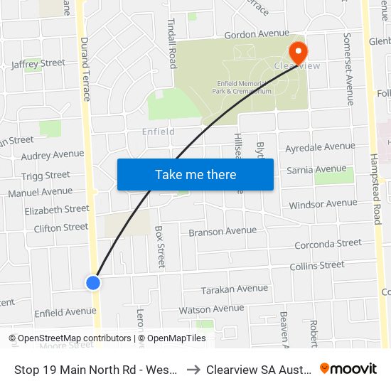 Stop 19 Main North Rd - West side to Clearview SA Australia map