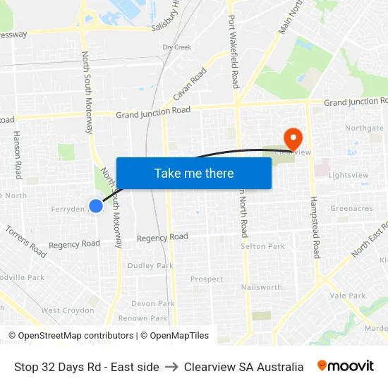 Stop 32 Days Rd - East side to Clearview SA Australia map
