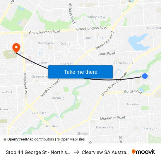 Stop 44 George St - North side to Clearview SA Australia map