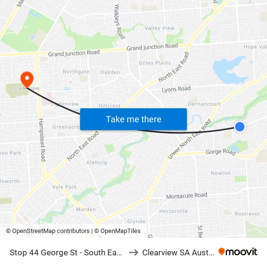 Stop 44 George St - South East side to Clearview SA Australia map