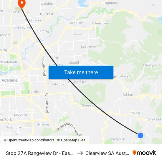 Stop 27A Rangeview Dr - East side to Clearview SA Australia map
