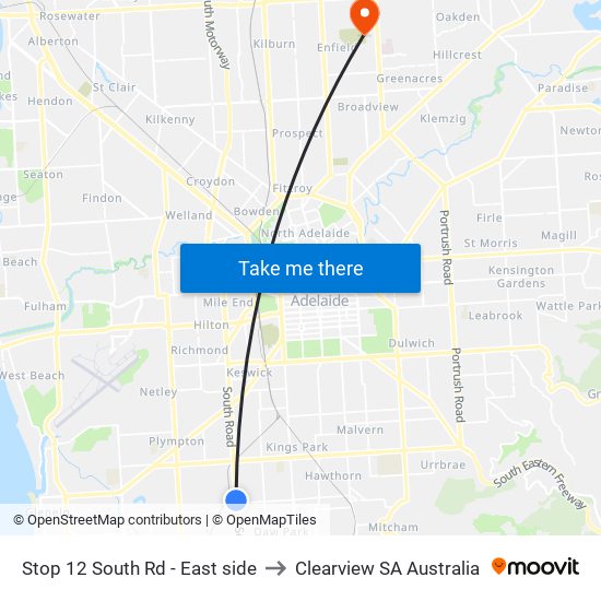 Stop 12 South Rd - East side to Clearview SA Australia map