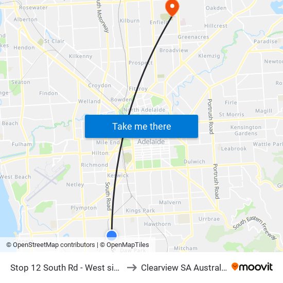 Stop 12 South Rd - West side to Clearview SA Australia map