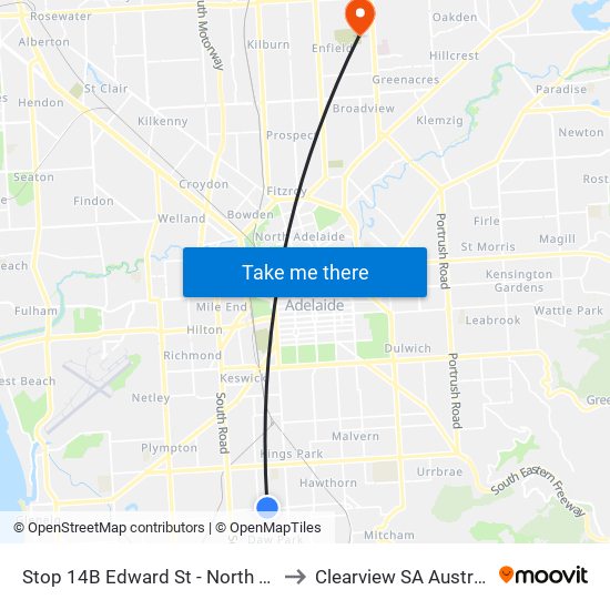 Stop 14B Edward St - North side to Clearview SA Australia map