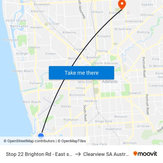 Stop 22 Brighton Rd - East side to Clearview SA Australia map