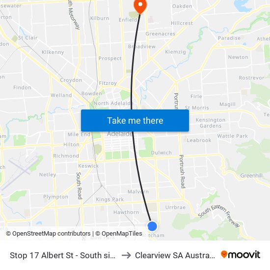 Stop 17 Albert St - South side to Clearview SA Australia map