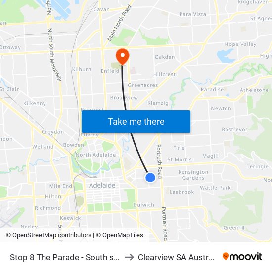 Stop 8 The Parade - South side to Clearview SA Australia map