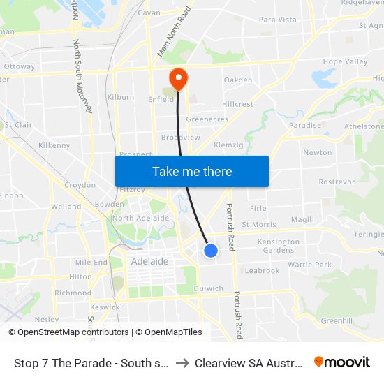 Stop 7 The Parade - South side to Clearview SA Australia map