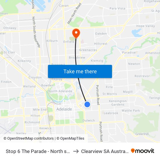 Stop 6 The Parade - North side to Clearview SA Australia map