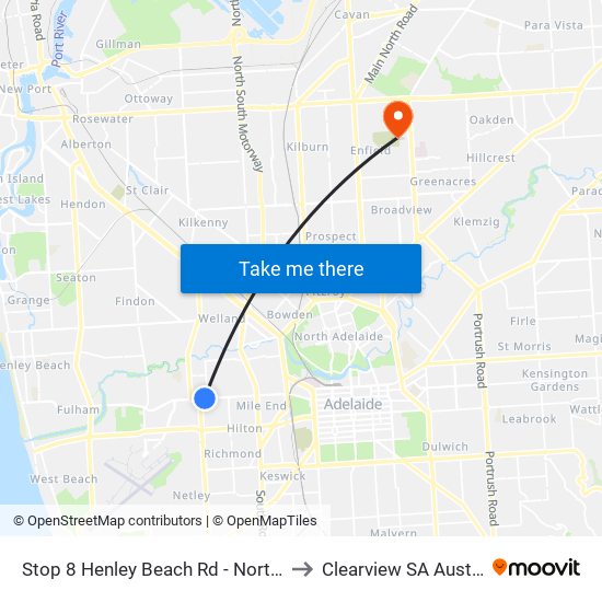 Stop 8 Henley Beach Rd - North side to Clearview SA Australia map