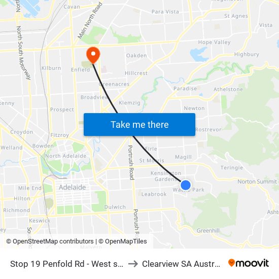 Stop 19 Penfold Rd - West side to Clearview SA Australia map