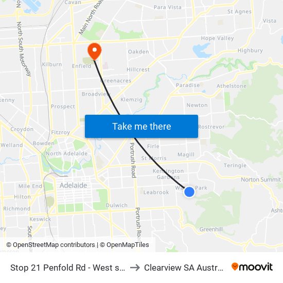 Stop 21 Penfold Rd - West side to Clearview SA Australia map