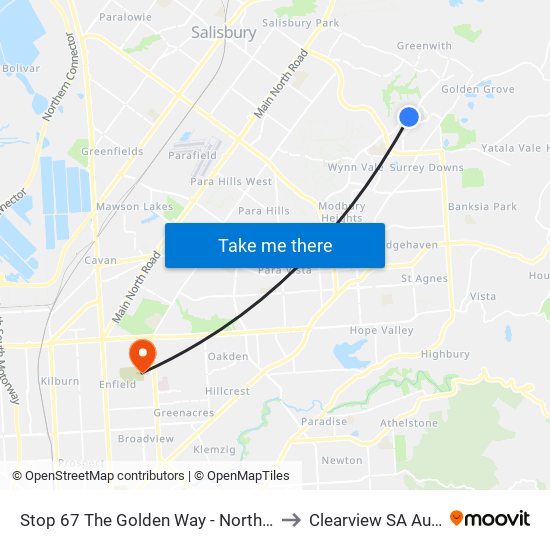 Stop 67 The Golden Way - North West side to Clearview SA Australia map