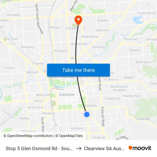 Stop 5 Glen Osmond Rd - South side to Clearview SA Australia map