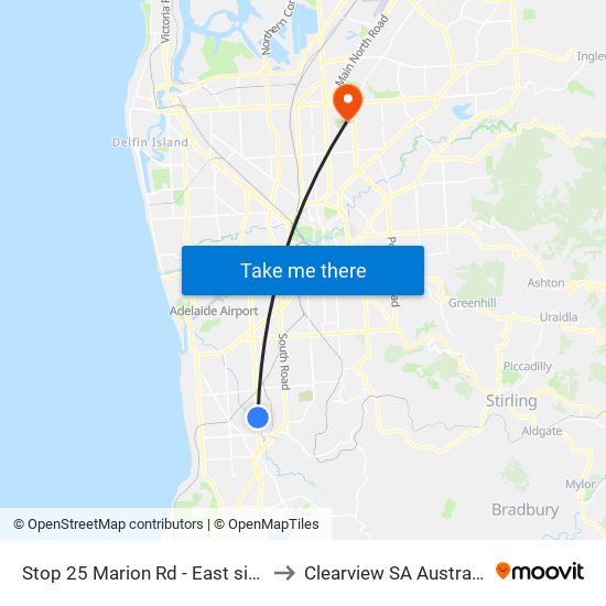 Stop 25 Marion Rd - East side to Clearview SA Australia map