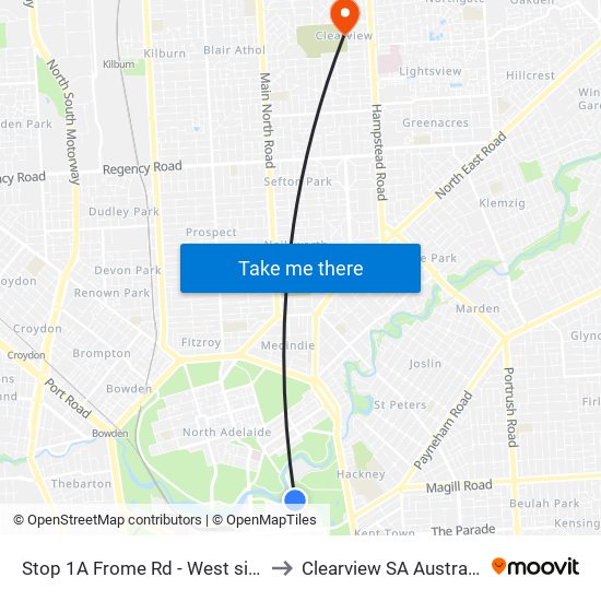 Stop 1A Frome Rd - West side to Clearview SA Australia map