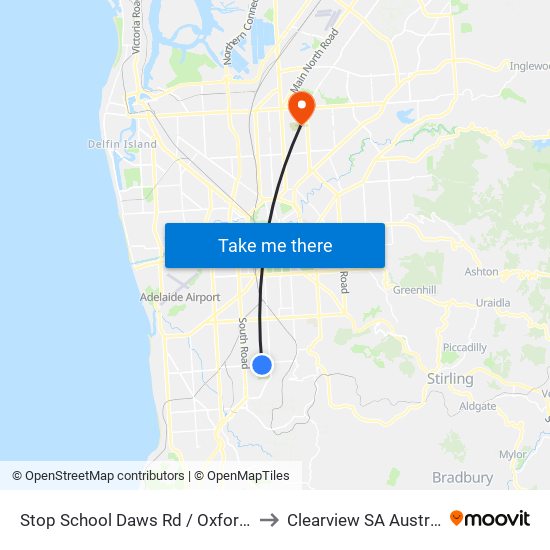 Stop School Daws Rd / Oxford Cir to Clearview SA Australia map