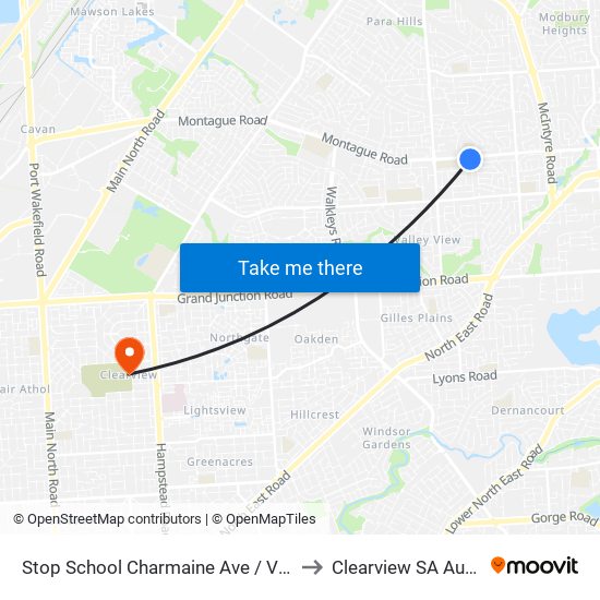 Stop School Charmaine Ave / Volare Ave to Clearview SA Australia map