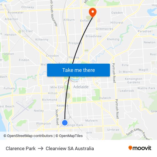 Clarence Park to Clearview SA Australia map
