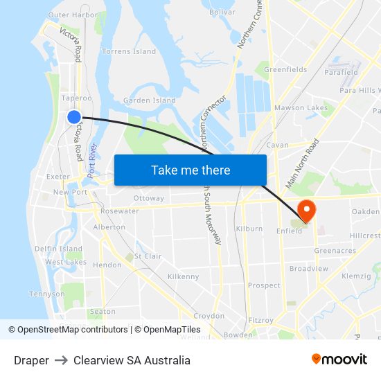 Draper to Clearview SA Australia map