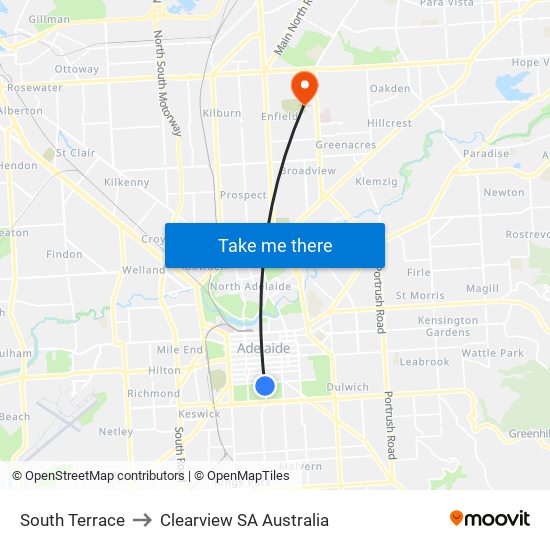South Terrace to Clearview SA Australia map