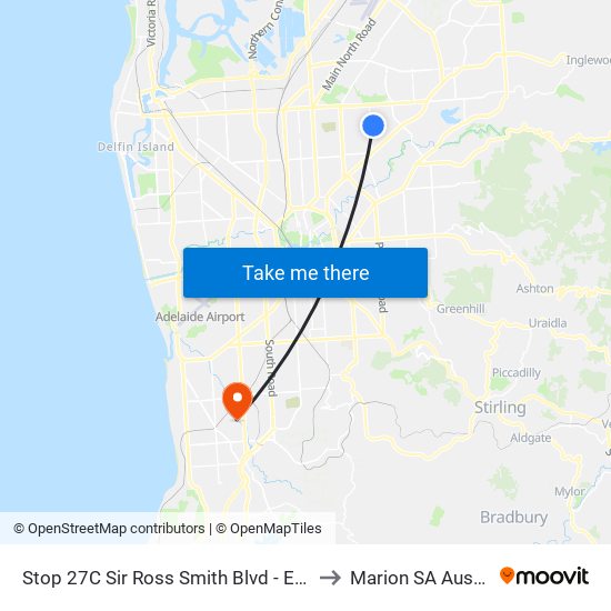 Stop 27C Sir Ross Smith Blvd - East side to Marion SA Australia map