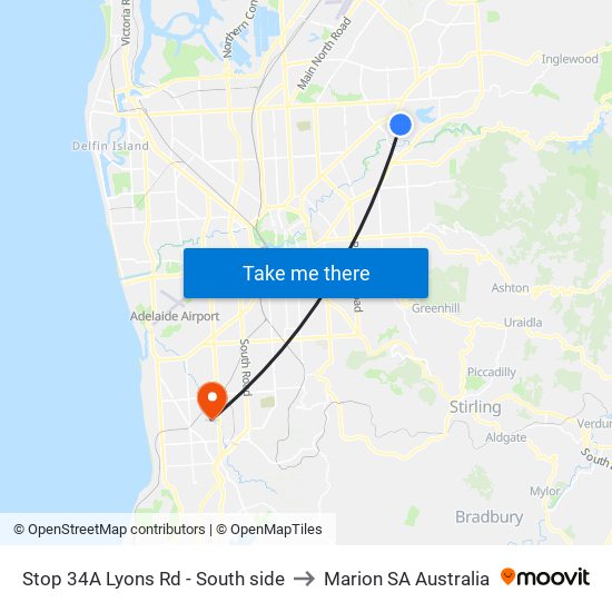 Stop 34A Lyons Rd - South side to Marion SA Australia map