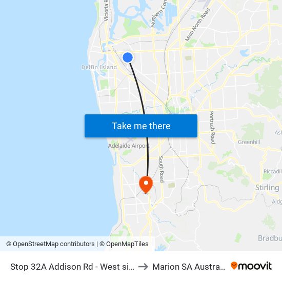 Stop 32A Addison Rd - West side to Marion SA Australia map