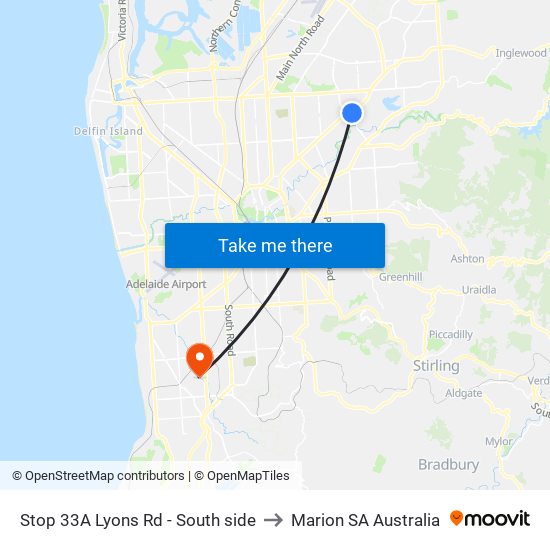 Stop 33A Lyons Rd - South side to Marion SA Australia map