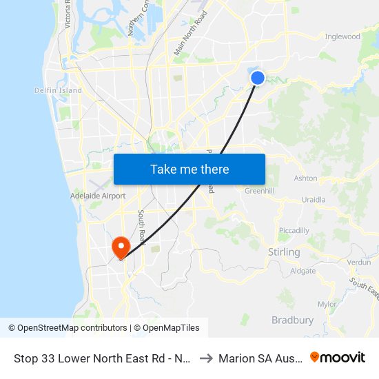 Stop 33 Lower North East Rd - North side to Marion SA Australia map