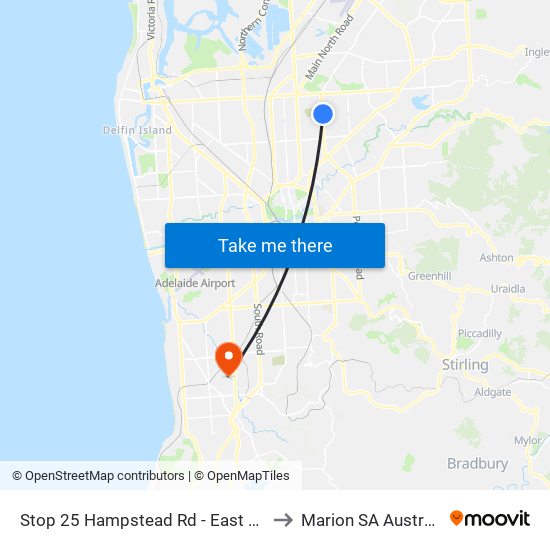 Stop 25 Hampstead Rd - East side to Marion SA Australia map