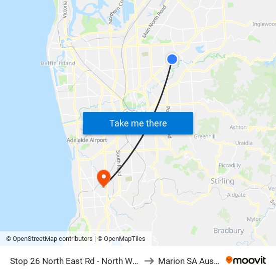 Stop 26 North East Rd - North West side to Marion SA Australia map