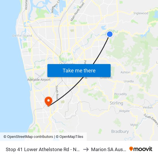 Stop 41 Lower Athelstone Rd - North side to Marion SA Australia map