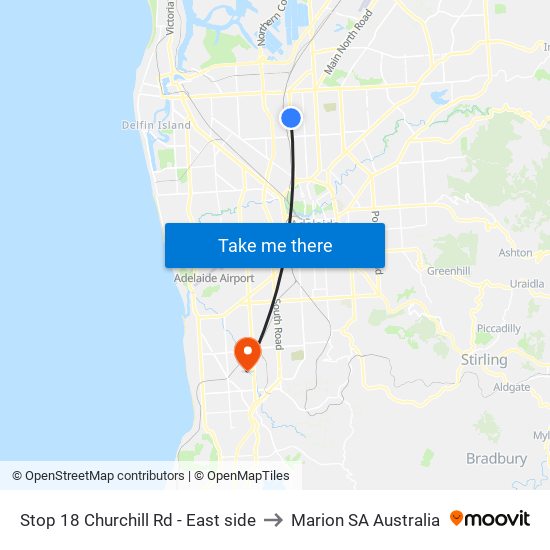 Stop 18 Churchill Rd - East side to Marion SA Australia map