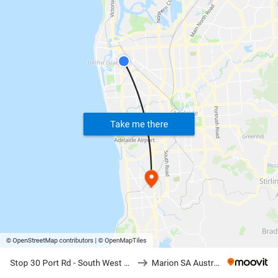 Stop 30 Port Rd - South West side to Marion SA Australia map