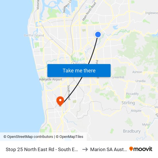 Stop 25 North East Rd - South East side to Marion SA Australia map