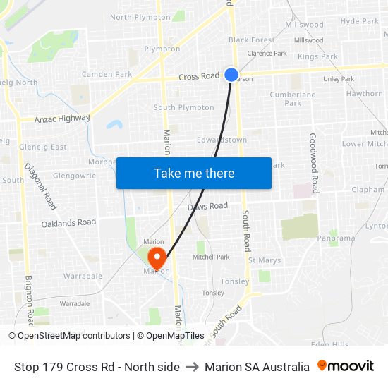 Stop 179 Cross Rd - North side to Marion SA Australia map