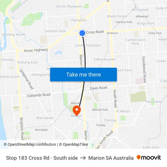 Stop 183 Cross Rd - South side to Marion SA Australia map