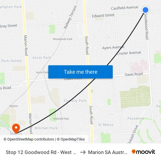 Stop 12 Goodwood Rd - West side to Marion SA Australia map