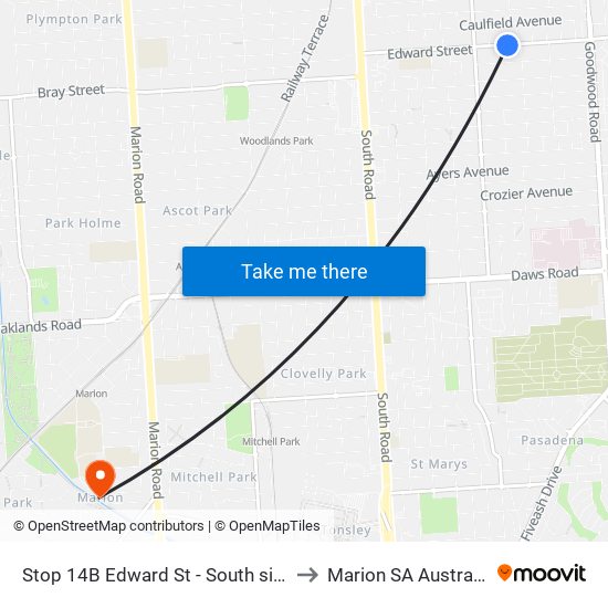 Stop 14B Edward St - South side to Marion SA Australia map