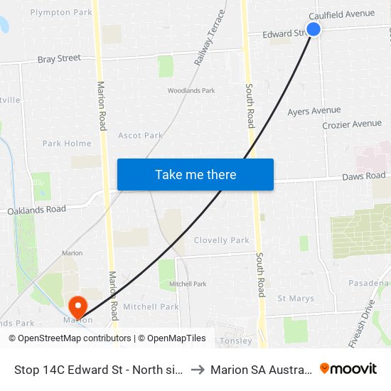 Stop 14C Edward St - North side to Marion SA Australia map