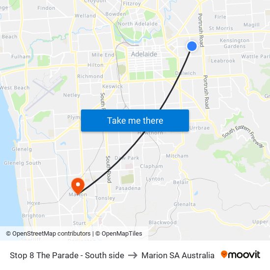 Stop 8 The Parade - South side to Marion SA Australia map