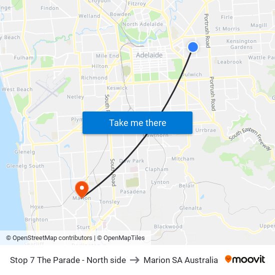 Stop 7 The Parade - North side to Marion SA Australia map